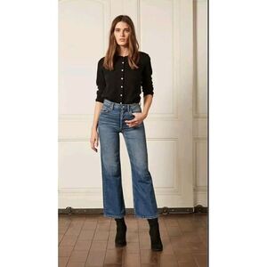BOYISH The Mikey High Rise Wide Leg  Jeans In Bicycle Thieves Size 25 Blue
